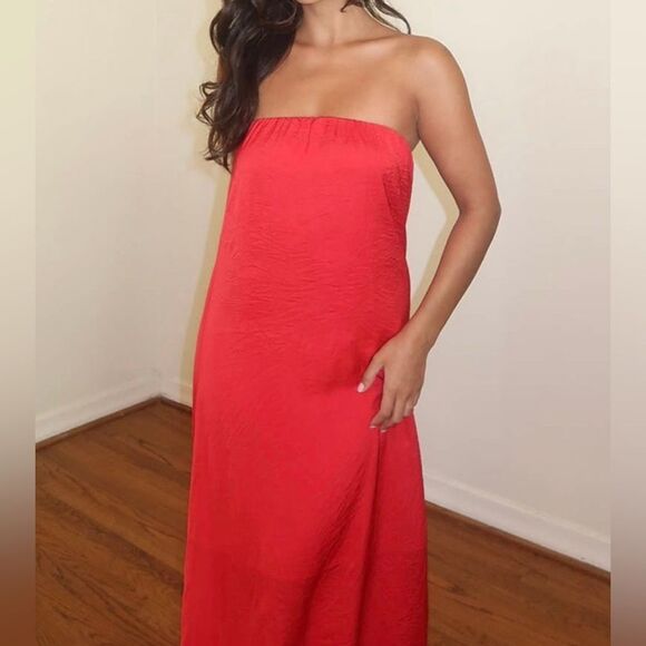 Red Strapless Maxi Dress - Picture 2 of 3
